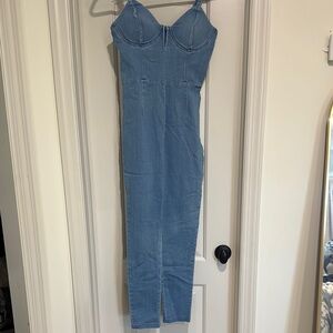 Haute Monde Light Blue Denim Jumpsuit